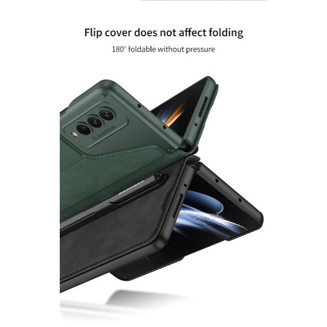 【色: グレー】カード収納 Samsung Galaxy Z Fold 4 ケー 6