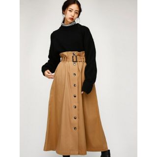 マウジー(moussy)の【MOUSSY】 FRONT BUTTON LONG SKIRT　ベージュ(ロングスカート)