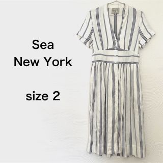 シーニューヨーク(Sea New York)の【USED】Sea New York ワンピース リネン ストライプ M(ロングワンピース/マキシワンピース)