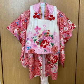 とも様専用　七五三　3歳　被布セット　表地正絹　花ひめ(和服/着物)