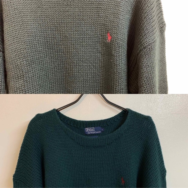 POLO RALPH LAUREN VINTAGE ウールニット ダークグリーン 値段が激安
