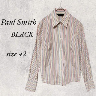 ポールスミス(Paul Smith)のポールスミスブラック　綿100% カラフルストライプシャツ　size42(シャツ/ブラウス(長袖/七分))