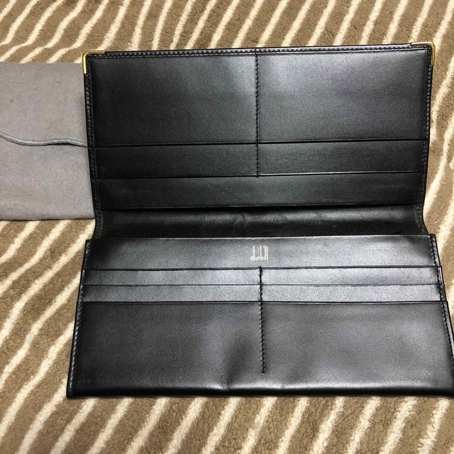 ダンヒル 長財布 お札入れ レザー ブラック×ゴールド 美品 箱付き 長