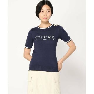 ゲス(GUESS)の【ネイビー(G7P1)】(W)Cate Marine Logo Top(ニット/セーター)