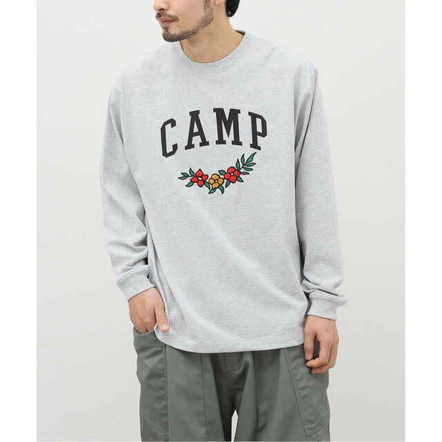 【グレーB】刺繍ロングスリーブTシャツ "CAMP"