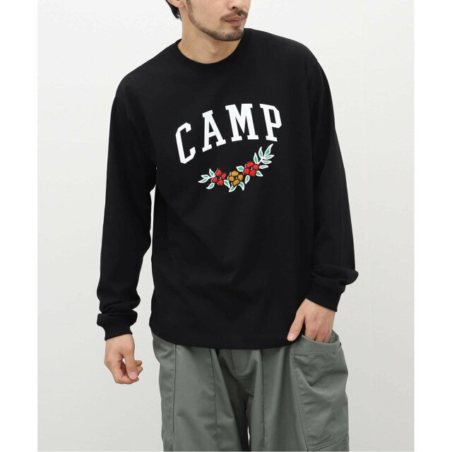【ブラック A】刺繍ロングスリーブTシャツ "CAMP"