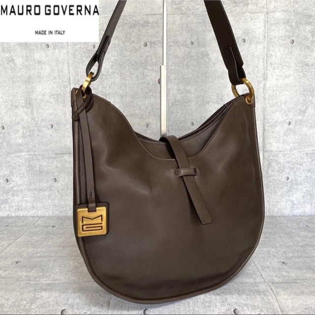 極美品】MAURO GOVERNA チョコブラウンゴールド金具ショルダーバッグ