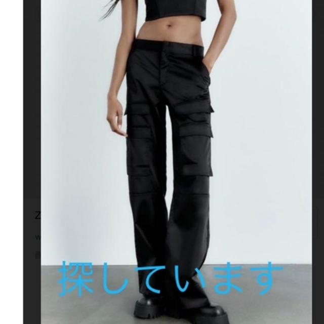 ZARA(ザラ)のサテン　カーゴパンツ レディースのパンツ(ワークパンツ/カーゴパンツ)の商品写真