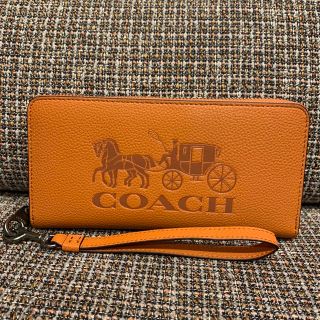 コーチ(COACH)のショプバ・箱付き　3548  コーチ　オレンジカラー　コーチ　馬車モチーフ(財布)