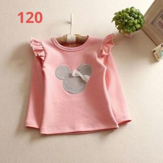 【新品】キッズシャツ　Tシャツ　ミッキー　ピンク　長袖　かわいい女の子服120(Tシャツ/カットソー)