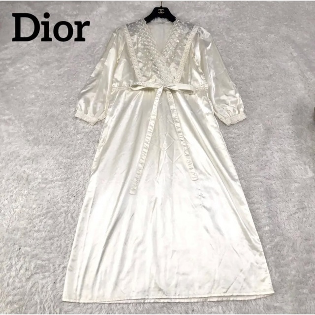 ディオール ルームウェア ロングワンピース レース Vネック ビッグ