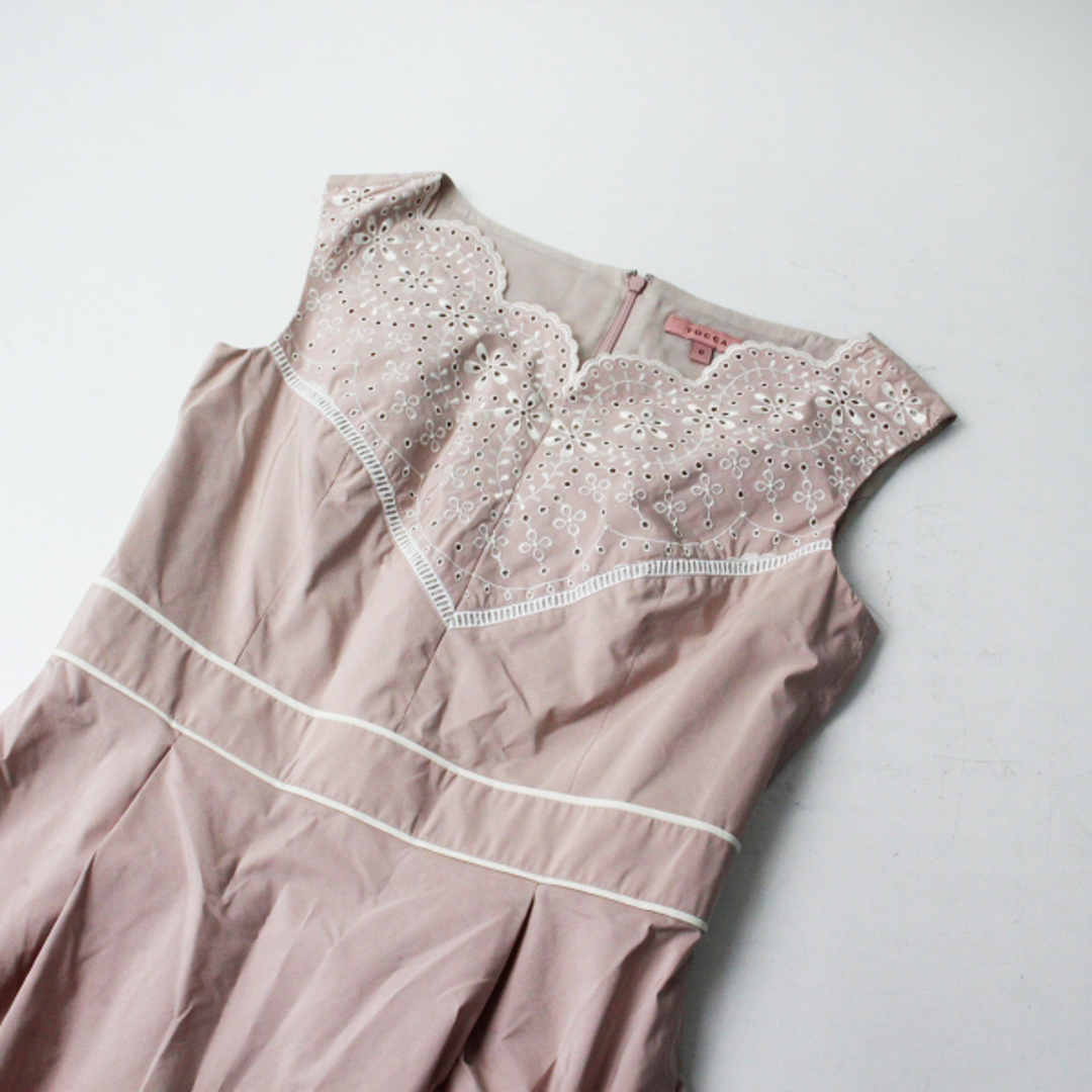 美品 2021SS TOCCA トッカ 洗える CIERO ドレス 0/ピンク 刺繍 ノースリーブ ワンピース【2400013259118】