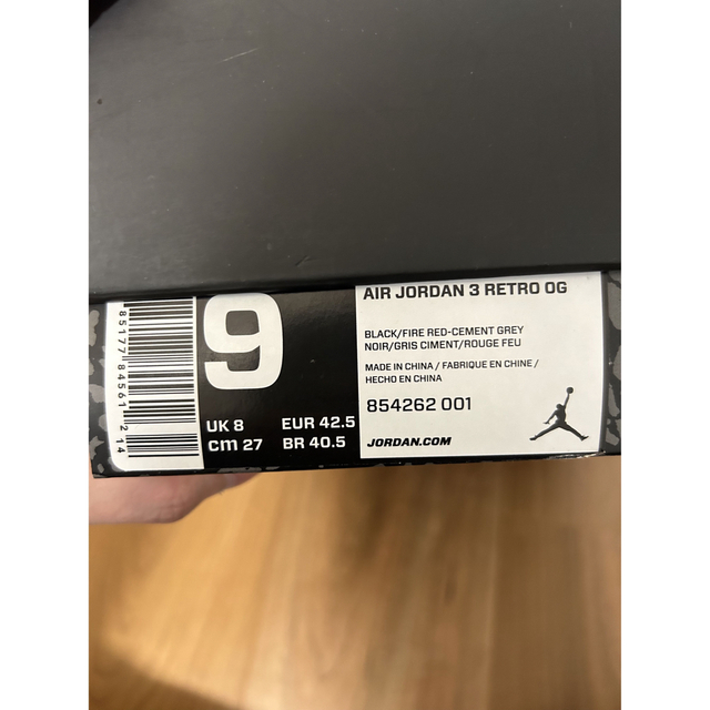 NIKE(ナイキ)のNike Air Jordan 3 Retro OG Black Cement メンズの靴/シューズ(スニーカー)の商品写真