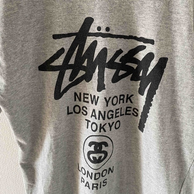 Stussyステューシーtシャツ半袖グレー灰メンズmストリートヒップホップY2K
