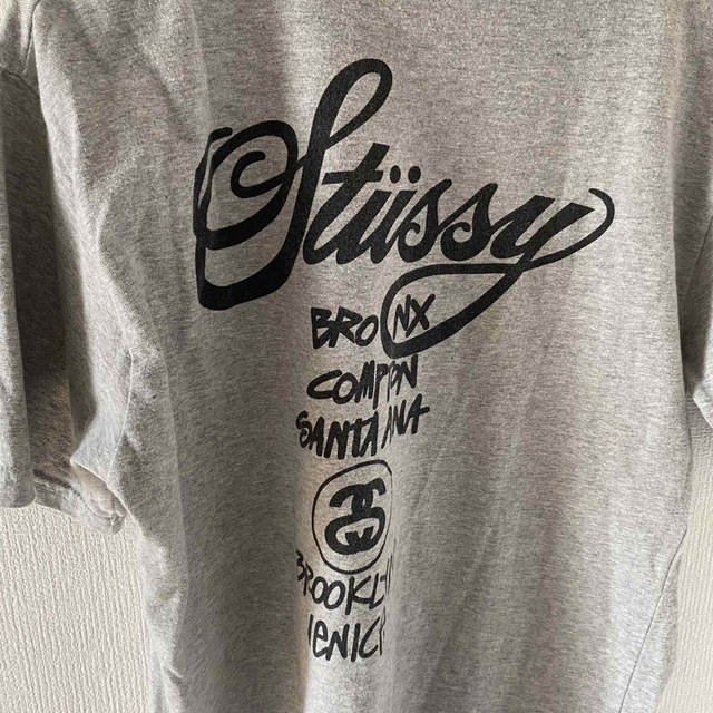 Stussyステューシーtシャツ半袖グレー灰メンズmストリートヒップホップY2K