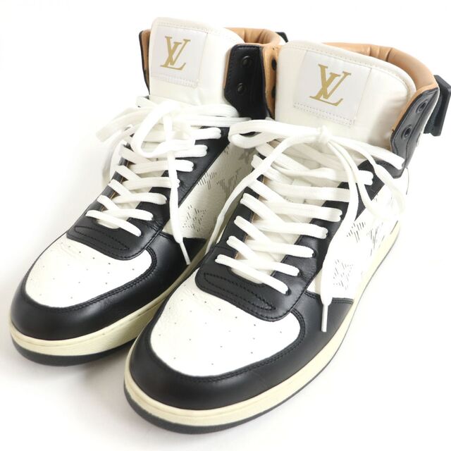 極美品□2019年製 LOUIS VUITTON/ルイヴィトン リヴォリ・ライン モノグラム ハイカット レザースニーカー 白×黒 6 イタリア製 箱付き