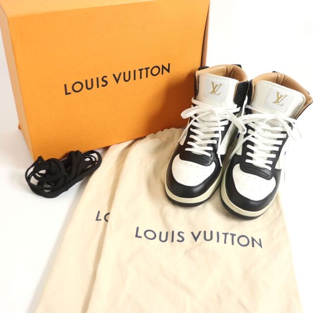 極美品□2019年製 LOUIS VUITTON/ルイヴィトン リヴォリ・ライン モノグラム ハイカット レザースニーカー 白×黒 6 イタリア製 箱付き