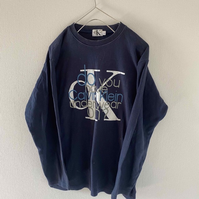 CalvinKleinカルバンクラインロンtシャツメンズ長袖ネイビー紺LY2K