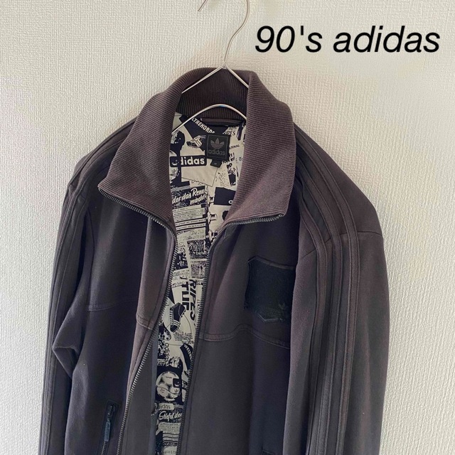 90'sadidasアディダストラックジャケットジャージmメンズ長袖ブラック黒