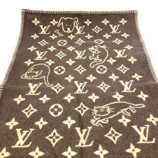 ルイヴィトン(LOUIS VUITTON)のルイヴィトン LOUIS VUITTON クヴェルチュール スモール キャットグラム MP2260 毛布 インテリア 猫 アニマル ブランケット ウール ブラウン(その他)