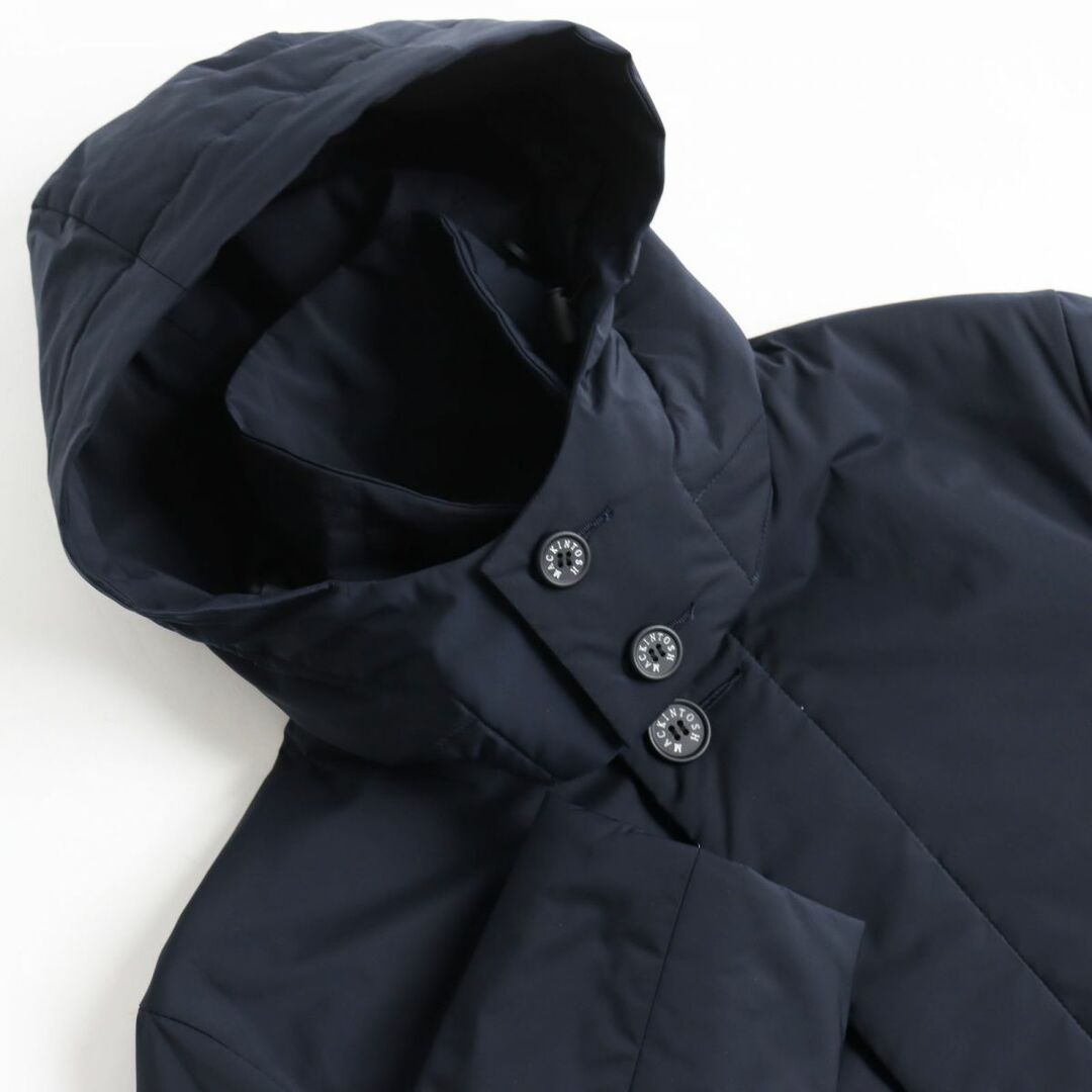極美品●MACKINTOSH マッキントッシュ G1C50-434 ロゴ入りボタン フライフロント フード付き ダウンコート 38 Mサイズ相当 ブラック 正規品 q01-st30215-922