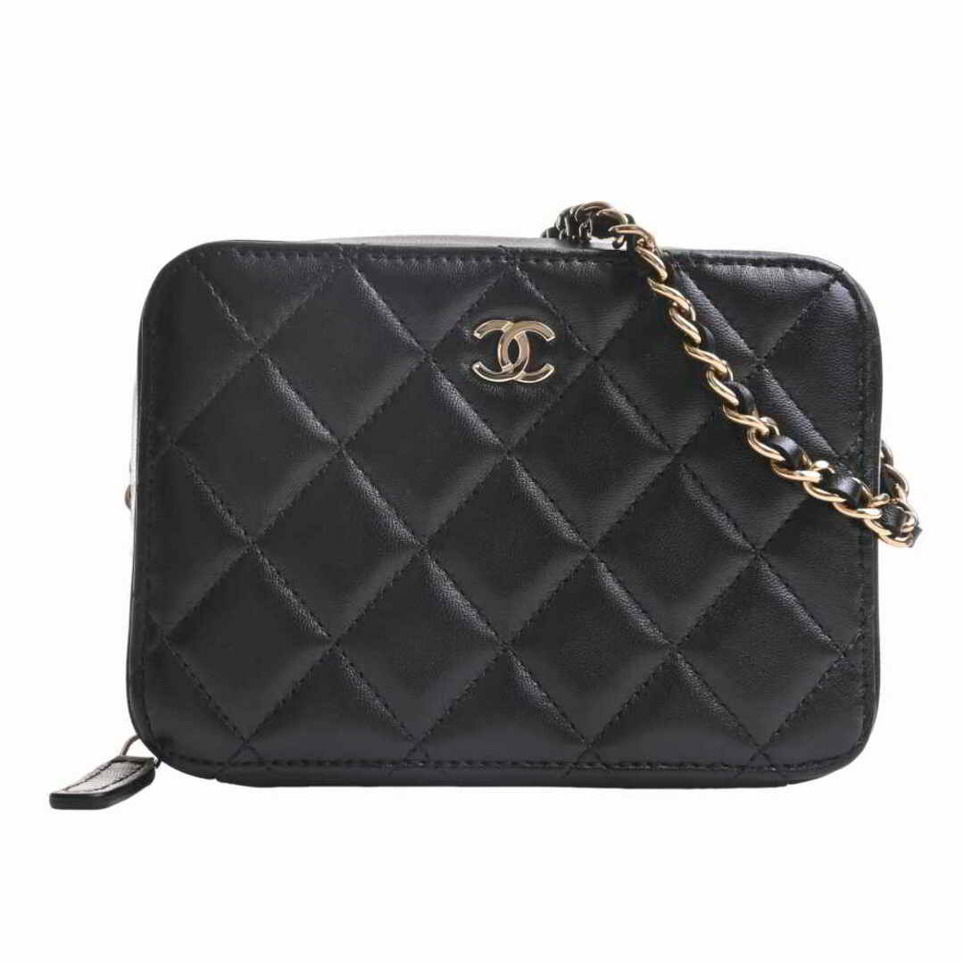 CHANEL シャネル ラムスキン マトラッセ ココマーク カメラバッグ チェーン ショルダーバッグ ブラック by