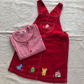 ミキハウス(mikihouse)の美品❣️ミキハウス 赤いセット❣️ブラウス・ジャンパースカート キッズ 子供服(スカート)