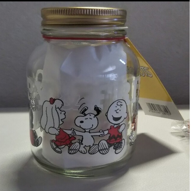 PEANUTS(ピーナッツ)のPEANUTS スヌーピー 瓶 ロゴ キャラクタープリント☆ 未使用品 インテリア/住まい/日用品のキッチン/食器(容器)の商品写真