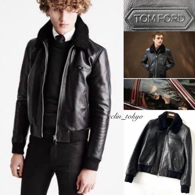 TOM FORD - 最高級 TOM FORD 襟ムートン着脱 ライダース TOM FORD - 最高級 TOM FORD 襟ムートン着脱 ライダース
