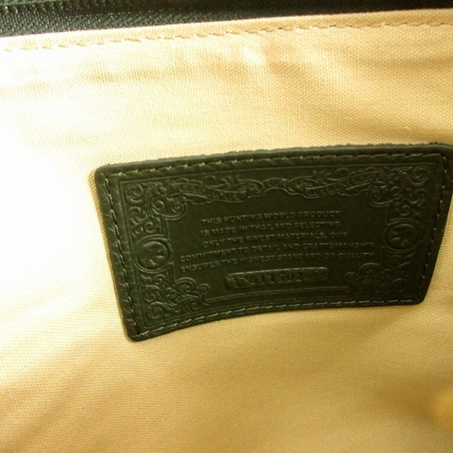 HUNTING WORLD(ハンティングワールド)のハンティングワールド ショルダーバッグ ポシェット レザー エンボス カーキ  メンズのバッグ(ショルダーバッグ)の商品写真