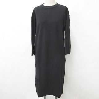 ローズバッド(ROSE BUD)のローズバッド ワンピース 長袖 丸首 ロング丈 ドロップショルダー 黒 F(ロングワンピース/マキシワンピース)