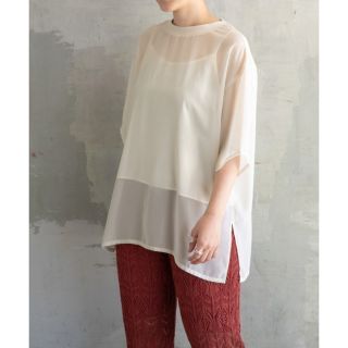 ローリーズファーム(LOWRYS FARM)のLOWRYS FARM シアーTシャツ シアーブラウス アイボリー 白(シャツ/ブラウス(半袖/袖なし))