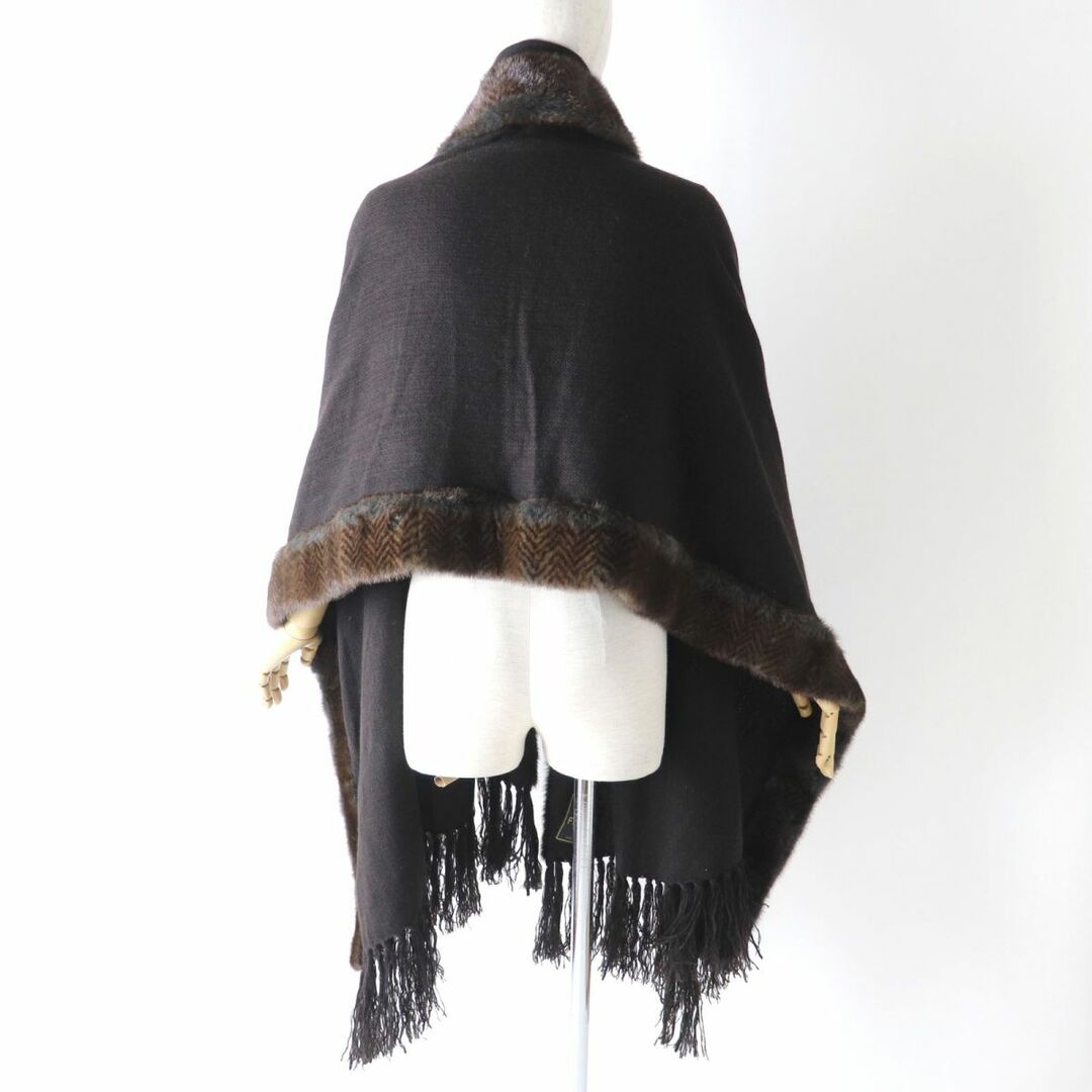 カシミヤ➅ 極美品△イタリア製 キャンディストール/ショール ダーク