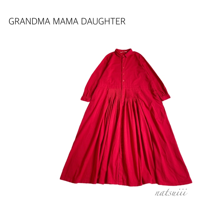 GRANDMA MAMA DAUGHTER タック フレア ワンピース 【本物新品保証