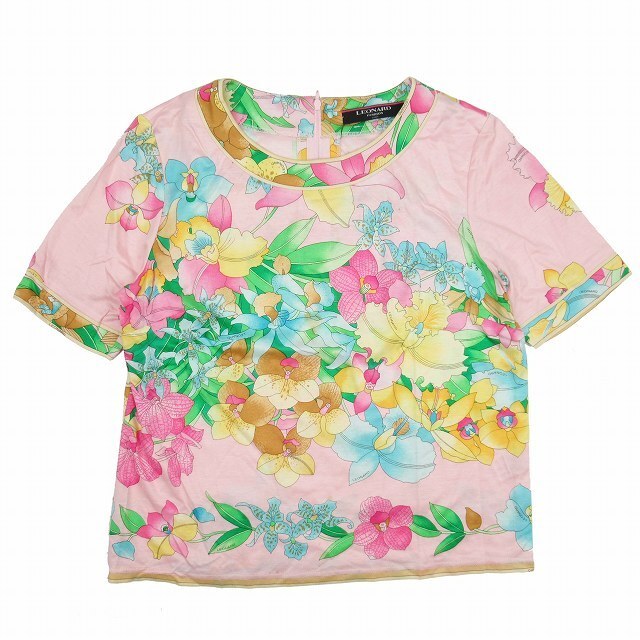 LEONARD - レオナール Tシャツ ロゴ 花 フラワー プリント 半袖 L