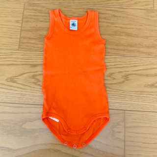 プチバトー(PETIT BATEAU)のプチバトー　肌着　オレンジ　ロンパース　タンクトップ(肌着/下着)