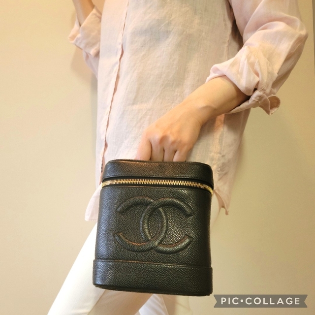 超美品 シャネル CHANEL バニティバッグ キャビアスキン ヴィンテージ