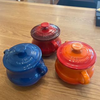 ル・クルーゼ 鍋型蓋付きココット スープポット ハートココット4点セット