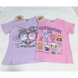 アンパンマン(アンパンマン)の新品　100cm　アンパンマン　女の子半袖Tシャツ2枚セット　チェックP×GP(Tシャツ/カットソー)