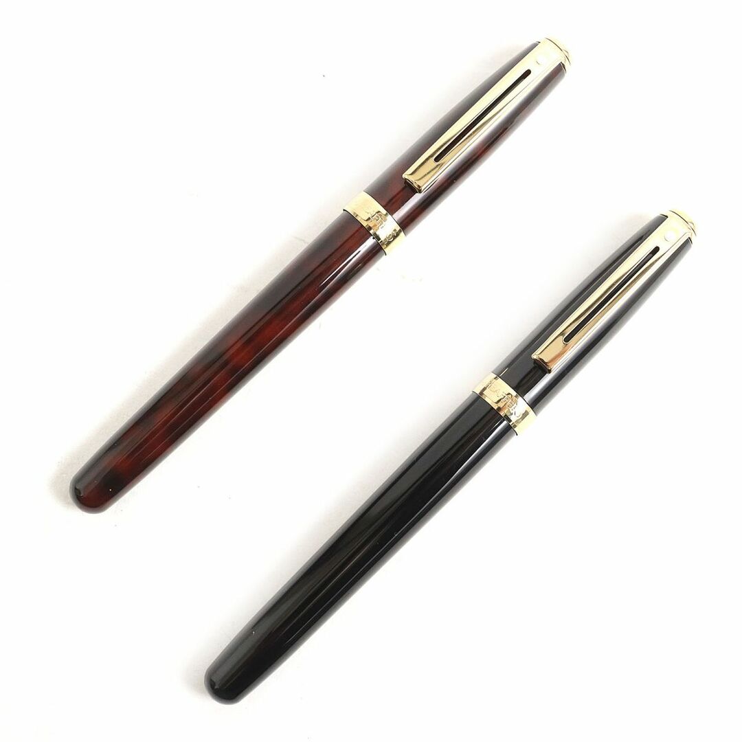 美品◆SHEAFFER シェーファー プレリュード M軸 ペン先ステンレス キャップ式 万年筆 2本セット ブラック/ブラウン USA製 r11-st30216-61