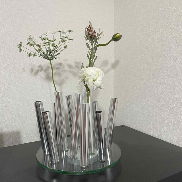 ブティック ヴィンテージ フラワーベース 花瓶 一輪挿し アルミベース付き インテリア 花瓶