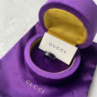 グッチ(Gucci)の美品 GUCCI グッチ　アイコン　ブラックコランダム　リング　12号(リング(指輪))