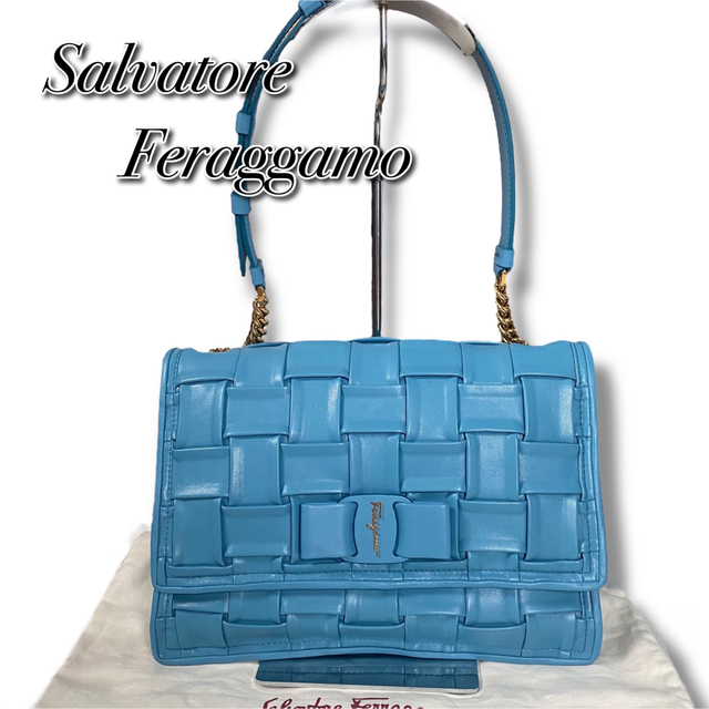 卸売 Salvatore 未使用品✨フェラガモ ヴァラリボン 編み込みレザー