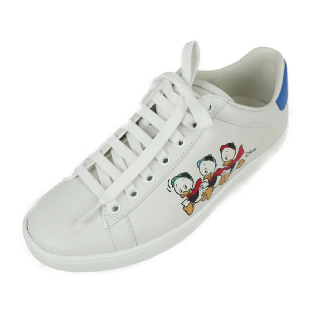 Gucci(グッチ)のGUCCI グッチ DISNEY ディズニー コラボ Ace エース スニーカー 649400 レザー   ホワイト ブルー マルチカラー  Huey Dewey Louie ヒューイ・デューイ・ルーイ ローカットスニーカー 参考サイズ約22cm 35 1/2【本物保証】 レディースの靴/シューズ(スニーカー)の商品写真