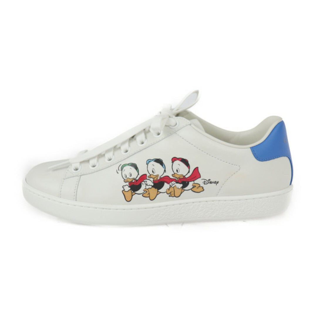 GUCCI グッチ DISNEY ディズニー コラボ Ace エース スニーカー 649400 レザー ホワイト ブルー マルチカラー Huey  Dewey Louie ヒューイ・デューイ・ルーイ ローカットスニーカー 参考サイズ約22cm 35 1/2【本物保証】