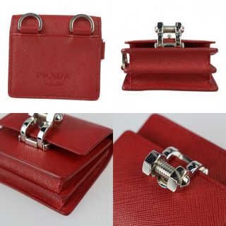 PRADA プラダ   ショルダーバッグ 2ZH097   サフィアーノレザー FUOCO レッド系 シルバー金具  ショルダーポーチ ポシェット ミニバッグ ネックストラップ 【本物保証】