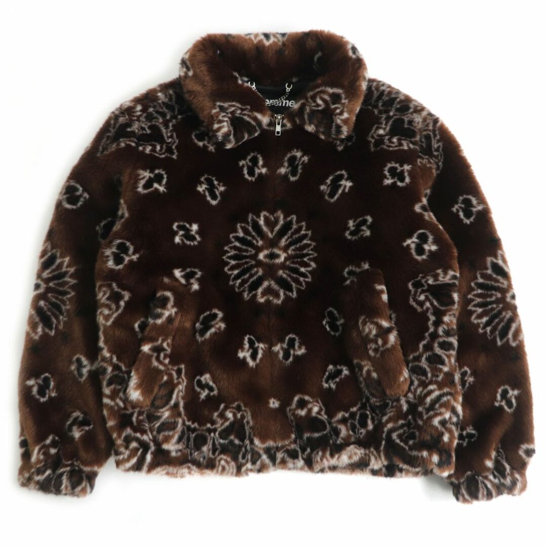 極美品□21SS Supreme/シュプリーム Bandana Faux Fur Bomber Jacket ペイズリー フェイクファー ボンバージャケット ブラウン S 正規品　t15-st30217-413