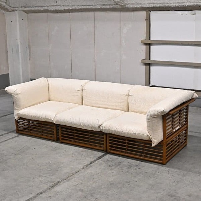 カサブランカ 50万「CADENZA/カデンザ」3人掛け セパレートソファ トリプル 籐 ラタン ファブリック ジアン モダン リゾート CASABLANCA【中古家具/中古インテリア/USED家具ユーズド家具/リサイクル】 | フリマアプリ ラクマ