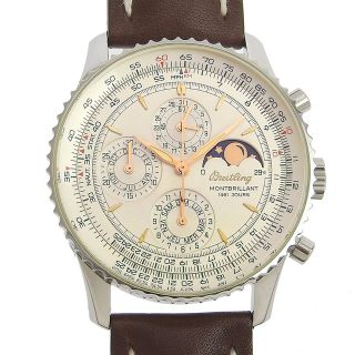 ブライトリング(BREITLING)の【本物保証】 箱付 新品同様 ブライトリング BREITLING ナビタイマー モンブリラン メンズ 腕時計 ムーンフェイズ クロノグラフ A19030(腕時計(アナログ))