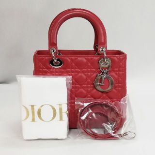 クリスチャンディオール(Christian Dior)の【美品】クリスチャン・ディオール　レディディオール　カナージュ　ハンドバッグ　革(ショルダーバッグ)